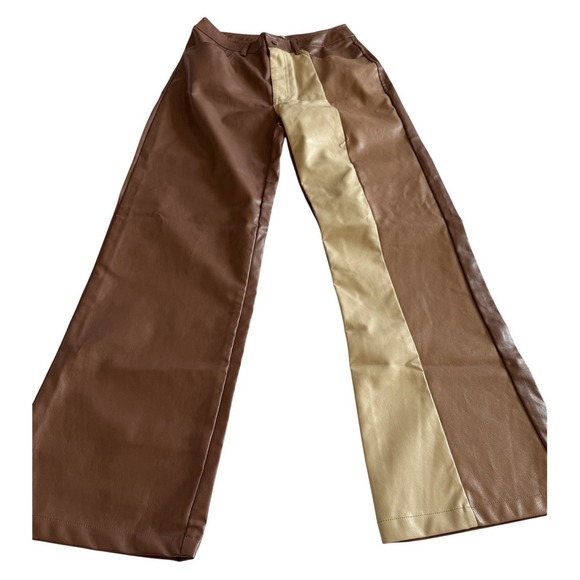 Bailey Rose Pants - Vintage NWT Bailey Rose Faux Leather Pants Sz M Brown Baggy